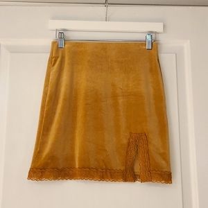 Velvet gold mini skirt